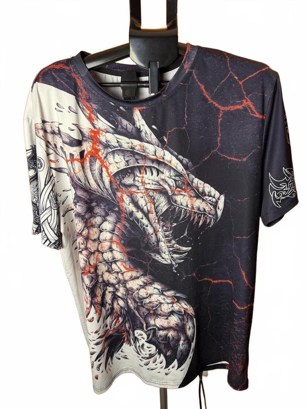 Mens Dragon Shirt oversized ALL OVER sz XL